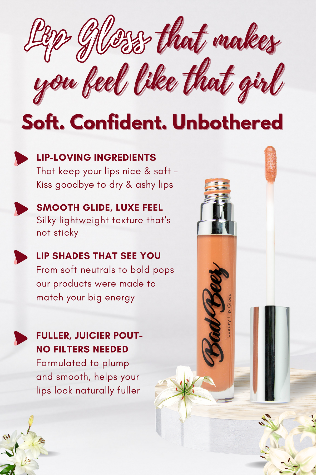 Luxury Lip Gloss |Hydrating & Moisturizing | Mi Amore .24oz