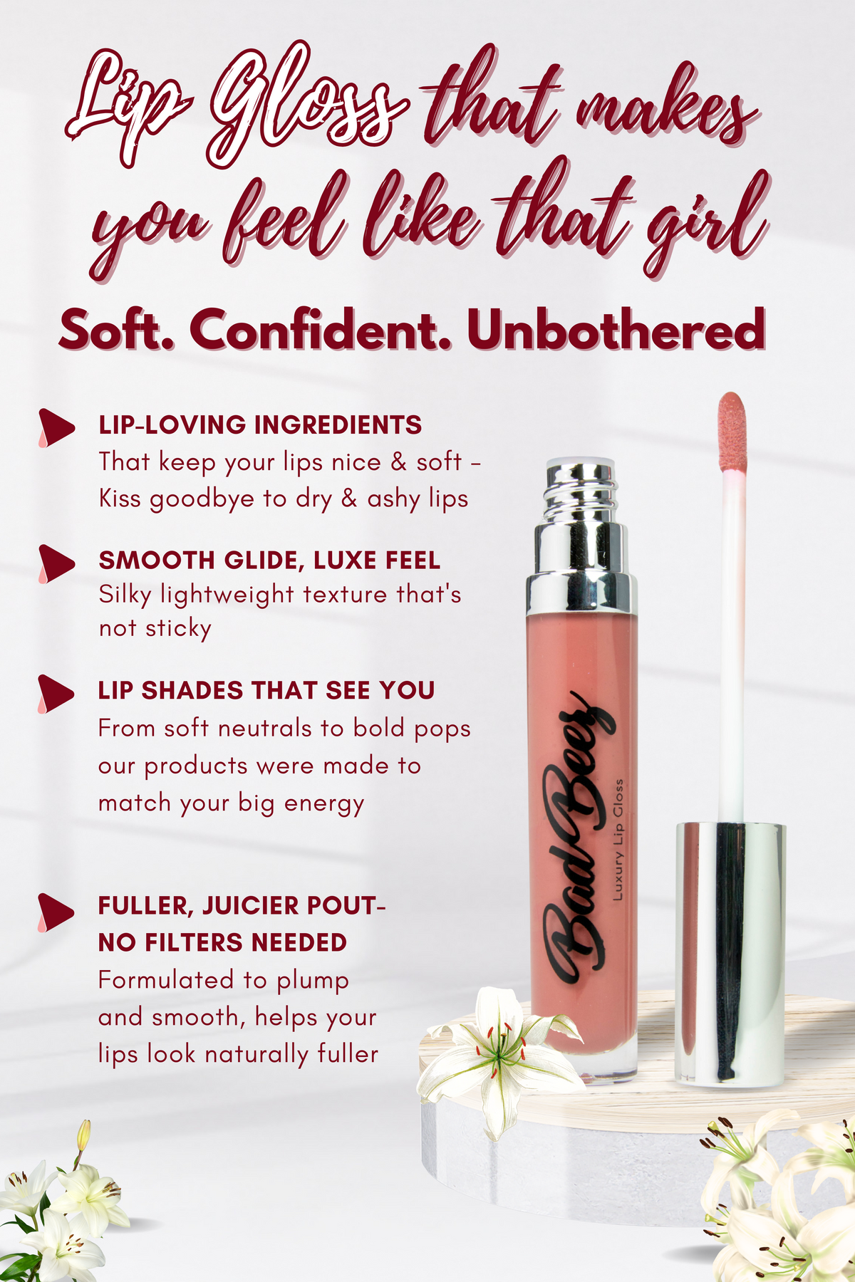Luxury Lip Gloss | Hydrating & Moisturizing | Nudity .24oz